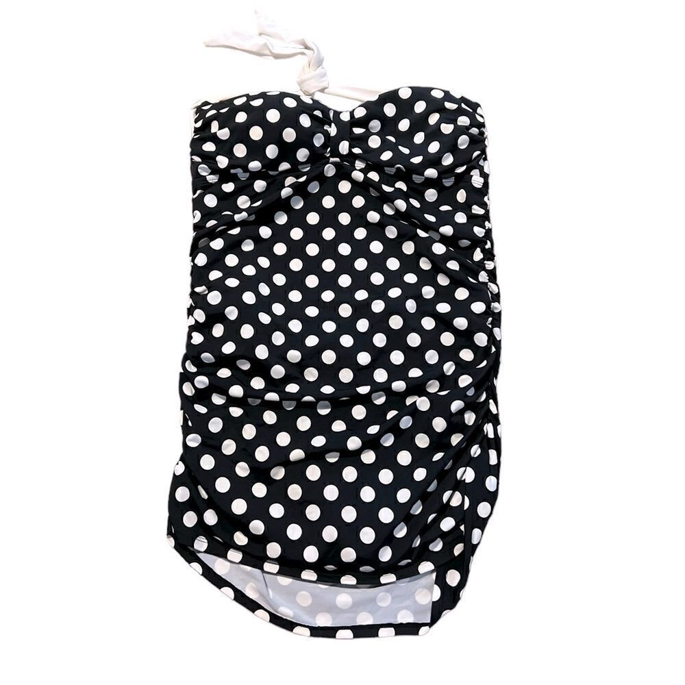 Chaps Black & White Polka Dot Skirted Swimsuit Size 12